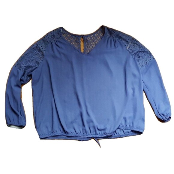 Reitmans lace blue long tunic top blouse shirt V neck front plus size 22 - Picture 8 of 10